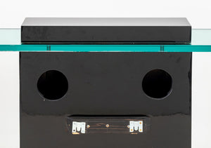 Modern Glass Top Black Lacquered Console Table (9893051138355)