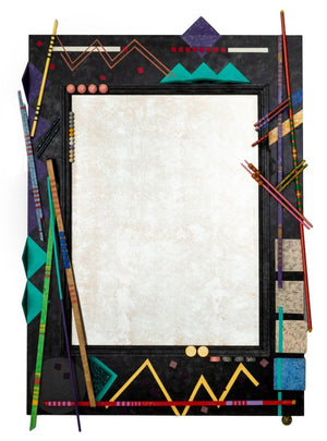 Postmodern Painted Carved Wood Mirror (9834682581299)