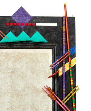 Postmodern Painted Carved Wood Mirror (9834682581299)