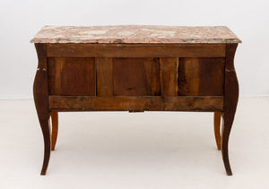 Louis XV Style Walnut Marquetry Bombe Commode