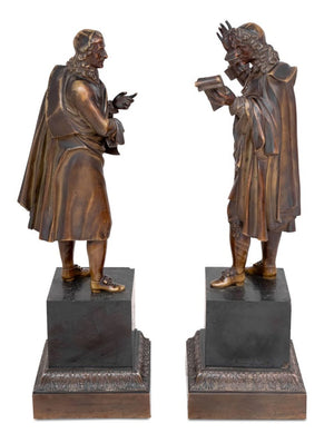 French "Moliere" and "Cornielle" Patinated Bronzes (9756027814195)