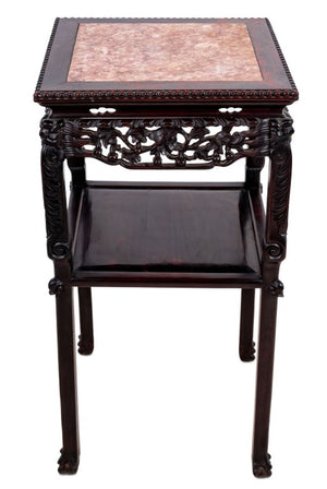 Chinese Hardwood and Marble Pedestal Table (9834684252467)