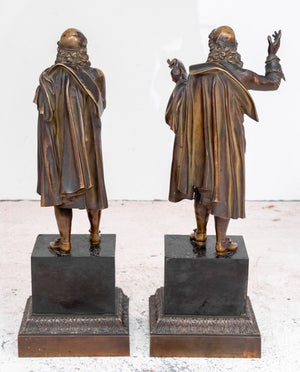 French "Moliere" and "Cornielle" Patinated Bronzes (9756027814195)
