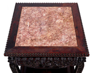 Chinese Hardwood and Marble Pedestal Table (9834684252467)