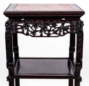 Chinese Hardwood and Marble Pedestal Table (9834684252467)