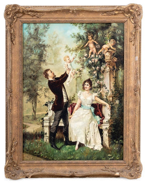 Austrian School Family Portrait Oil on Canvas (9735748092211)