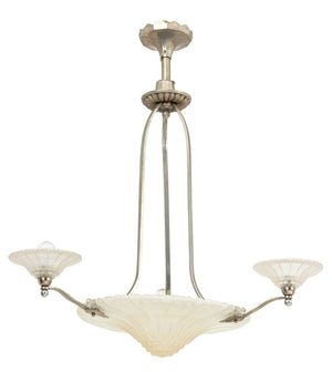 Art Deco Chrome & Glass 3-Light Chandelier (9778227282227)