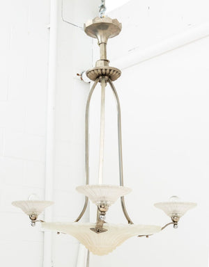 Art Deco Chrome & Glass 3-Light Chandelier (9778227282227)