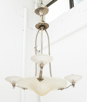 Art Deco Chrome & Glass 3-Light Chandelier (9778227282227)