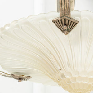 Art Deco Chrome & Glass 3-Light Chandelier (9778227282227)