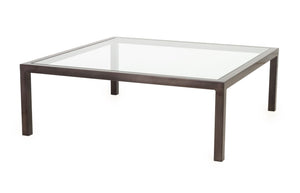Modern Polished Metal and Glass Top Coffee Table