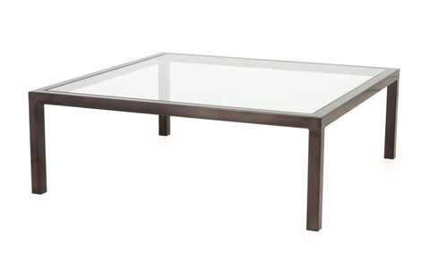 Modern Polished Metal and Glass Top Coffee Table