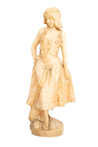 Dancing Woman White Alabaster Sculpture