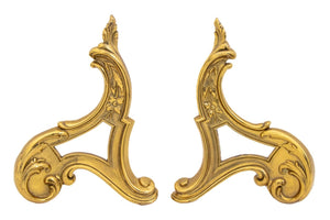 French Gilt Bronze Scroll Form Chenets, Pair (9736784052531)