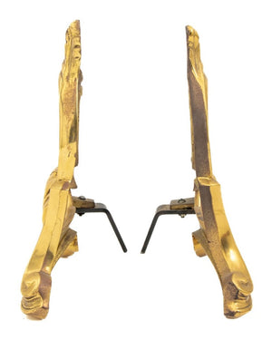 French Gilt Bronze Scroll Form Chenets, Pair (9736784052531)