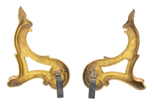 French Gilt Bronze Scroll Form Chenets, Pair (9736784052531)