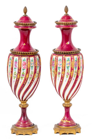 Sevres Rose du Barry Vases, Pair (9790410686771)