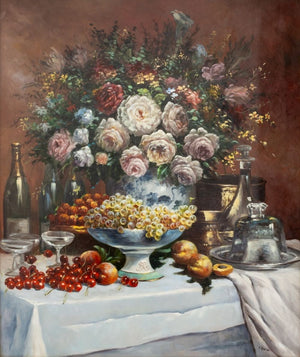 Francois Gabriel Floral Still Life Oil on Panel (9778257035571)