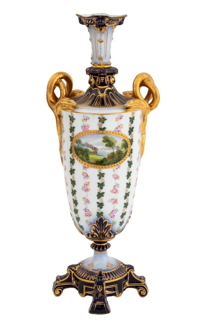 German Porcelain Two Handle Vase