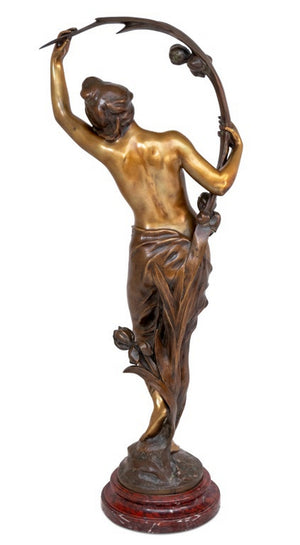 Charles Perron "Woman with Iris" Patinated Bronze (9735585136947)