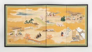 Japanese Seasons Landscape 4-Panel Byobu Screen (9835697045811)