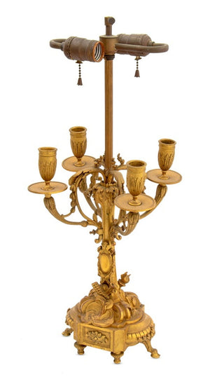 Louis XVI Style Bronze Candelabra Mounted as Lamp (9790423761203)