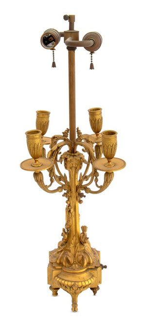 Louis XVI Style Bronze Candelabra Mounted as Lamp (9790423761203)