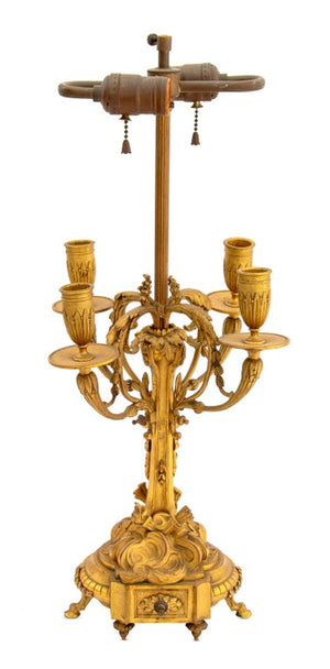 Louis XVI Style Bronze Candelabra Mounted as Lamp (9790423761203)