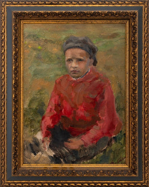 Eric Rebane "Boy in the Field" Oil on Canvas, 1939 (9736790835507)