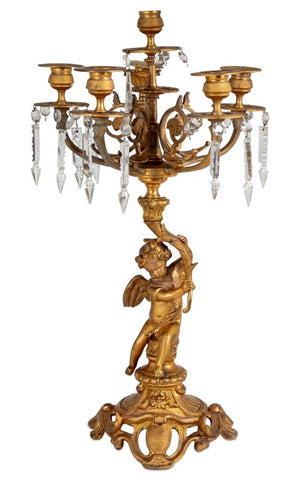 Louis XV Style Gilt Bronze Cupid Candelabrum