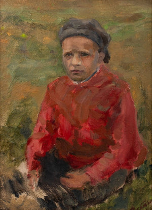Eric Rebane "Boy in the Field" Oil on Canvas, 1939 (9736790835507)