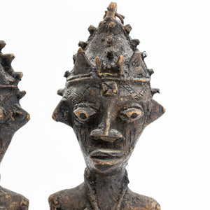 Yoruba Edan Ogboni Figural Brass Staffs, 2 Pairs (9756048326963)