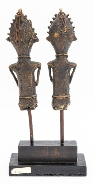 Yoruba Edan Ogboni Figural Brass Staffs, 2 Pairs (9756048326963)
