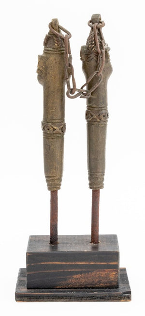 Yoruba Edan Ogboni Figural Brass Staffs, 2 Pairs (9756048326963)
