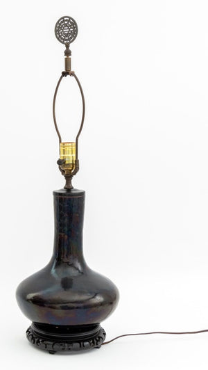 Chinese Mirror Black Glazed Porcelain Vase as Lamp (9804657819955)