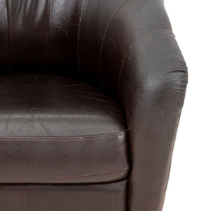 Art Deco Style Brown Leather Swivel Tub Chair (9766973669683)