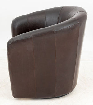 Art Deco Style Brown Leather Swivel Tub Chair (9766973669683)