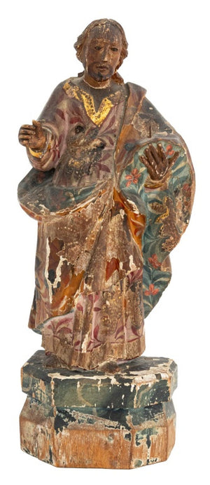 Standing Saint Painted & Carved Wood Sculpture (9859439034675)