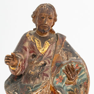 Standing Saint Painted & Carved Wood Sculpture (9859439034675)