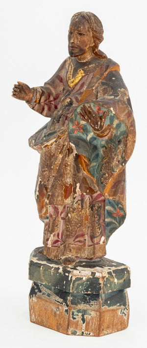Standing Saint Painted & Carved Wood Sculpture (9859439034675)