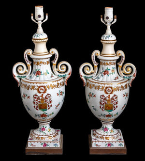 Chinese Export Style Armorial Porcelain Lamps, Pr (9804680364339)