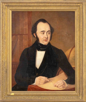 Illegibly Signed Portrait of a Man Oil on Canvas, 1844