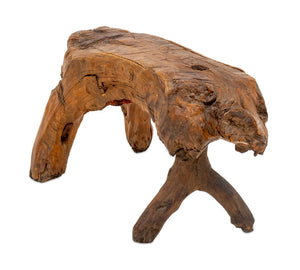 Folk Art Carved Wood Live Edge Stool (9671711850803)