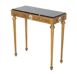 French Neoclassical Marble Top Giltwood Console (9893112938803)