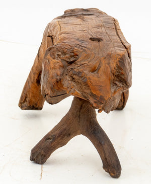 Folk Art Carved Wood Live Edge Stool (9671711850803)