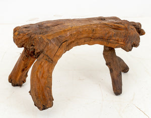Folk Art Carved Wood Live Edge Stool (9671711850803)