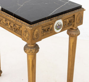 French Neoclassical Marble Top Giltwood Console (9893112938803)