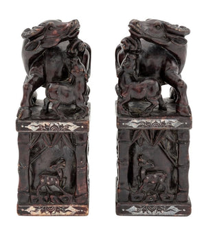 Chinese Carved Hardstone Large Chop Seals, Pair