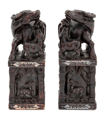 Chinese Carved Hardstone Large Chop Seals, Pair