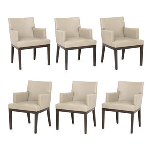 Christian Liaigre Style Taupe Upholstery Dining Chairs, 6